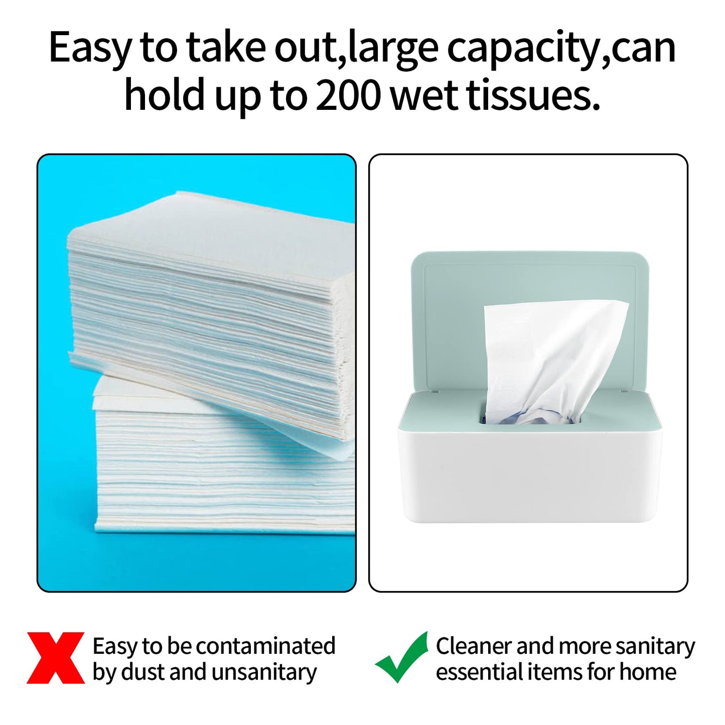 Xhjzgctech 2Pcs Diaper Wipes Dispenser, Refillable Wipe Container, Wipe Container With Sealing Design Lid, Keep Wipes Fresh,Wet