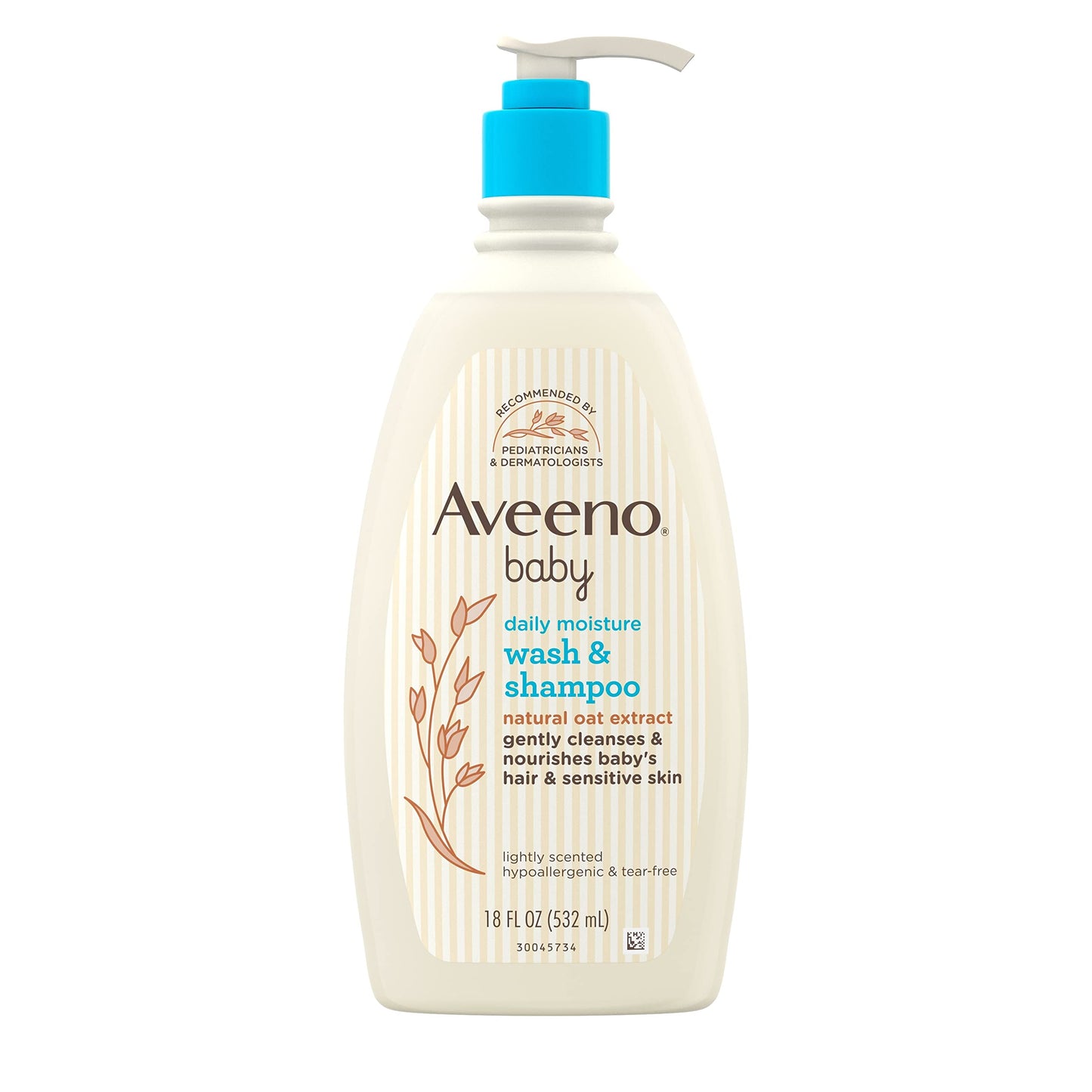 Aveeno Baby Daily Moisture Gentle Bath Wash & Shampoo With Natural Oat Extract, Hypoallergenic, Tear-Free & Paraben-Free Formula