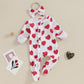 Yingisfitm Baby Girl Valentines Day Outfit Love Ruffle Waffle Footie Romper Jumpsuit My First Valentines Day Onesie Clothes (Hea