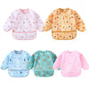 Hafftnun 5-Pack Baby Long Sleeve Waterproof Bib Full Coverage Apron Bib Smock Toddler Bibs With Pocket 3-30 Months
