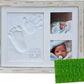 Farmhouse Baby Handprint & Footprint Picture Frame Kit - Rustic 9' X 11' Distressed Wood Photo Frame & Clay Keepsake For Newbo