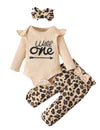 Shalofer Baby Girl 1St Birthday Outfit Wild One Birthday Bodysuit Leopard Clothes Set(Leopard-Long,6-12 Months)