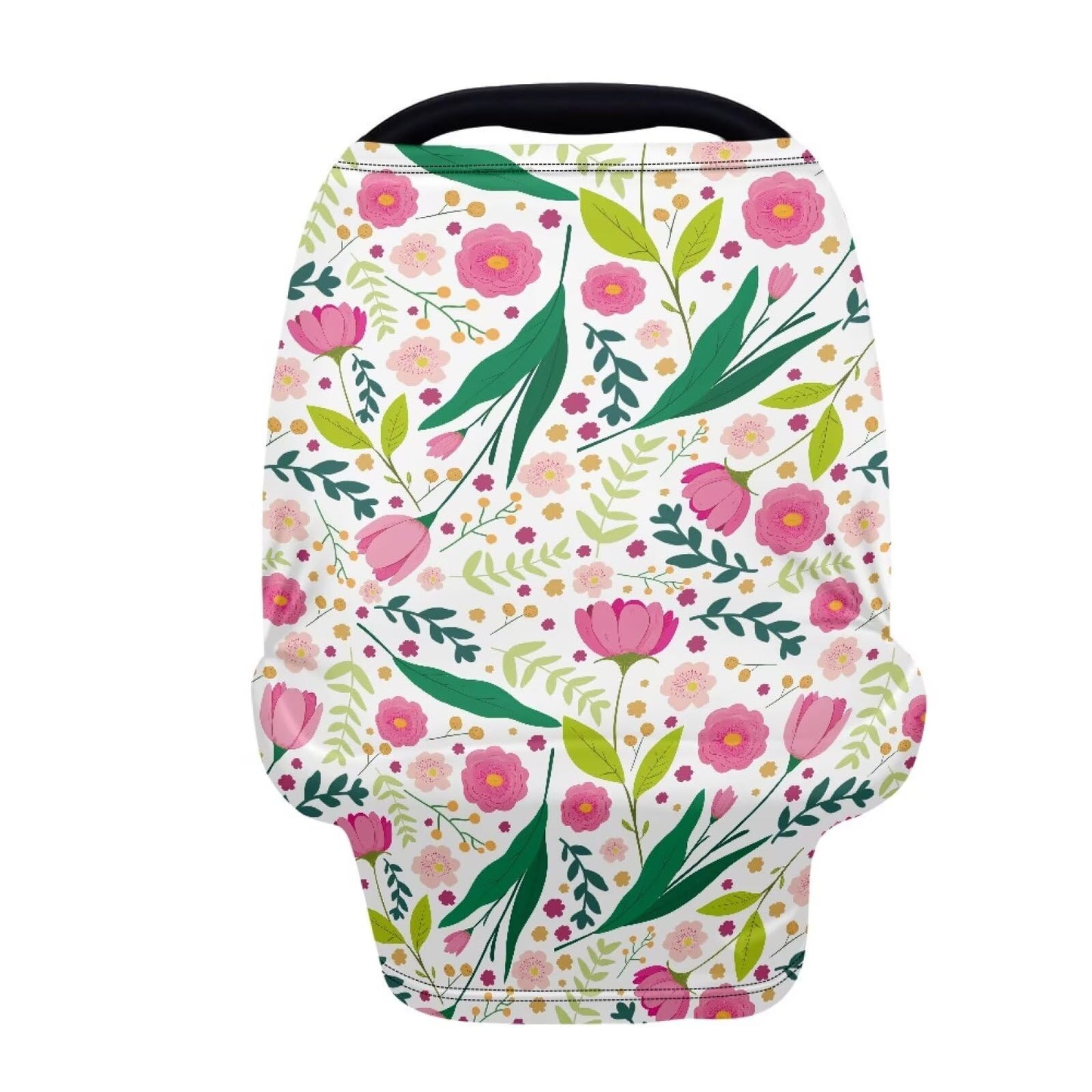 Biyejit Pink Floral Car Seat Covers for Babies, Multi-Use Cover-Silky Mom Nursing Cover Infant Breastfeeding Scarf Shopping Cart