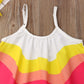 Toddler Baby Girl Summer Boho Rainbow Stripe Spaghetti Strap Beach Sun Dress (Rainbow, 4-5T)