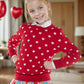 Boboyoyo Girls Sweaters Cotton Kids Heart Sweater Valentine Holiday Pullover Teen Clothes Crew Neck Knit Top Long Sleeve Red