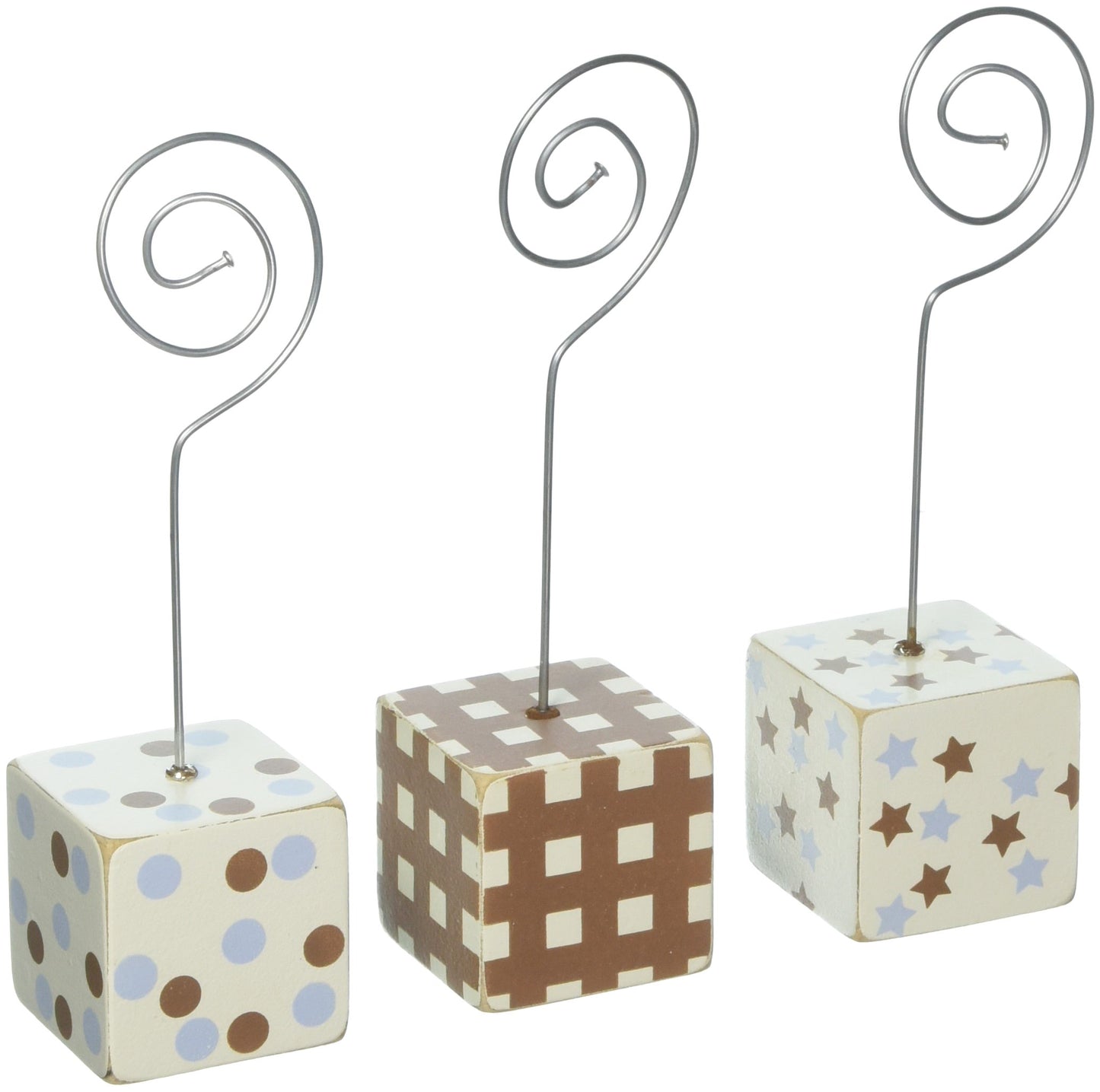 New Arrivals Small Photo Blocks, Set of 3, Blue/Chocolate
