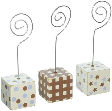 New Arrivals Small Photo Blocks, Set of 3, Blue/Chocolate
