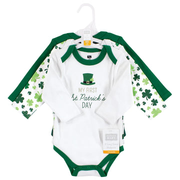 Hudson Baby Unisex Baby Cotton Long-Sleeve Bodysuits Lucky Charm, 0-3 Months