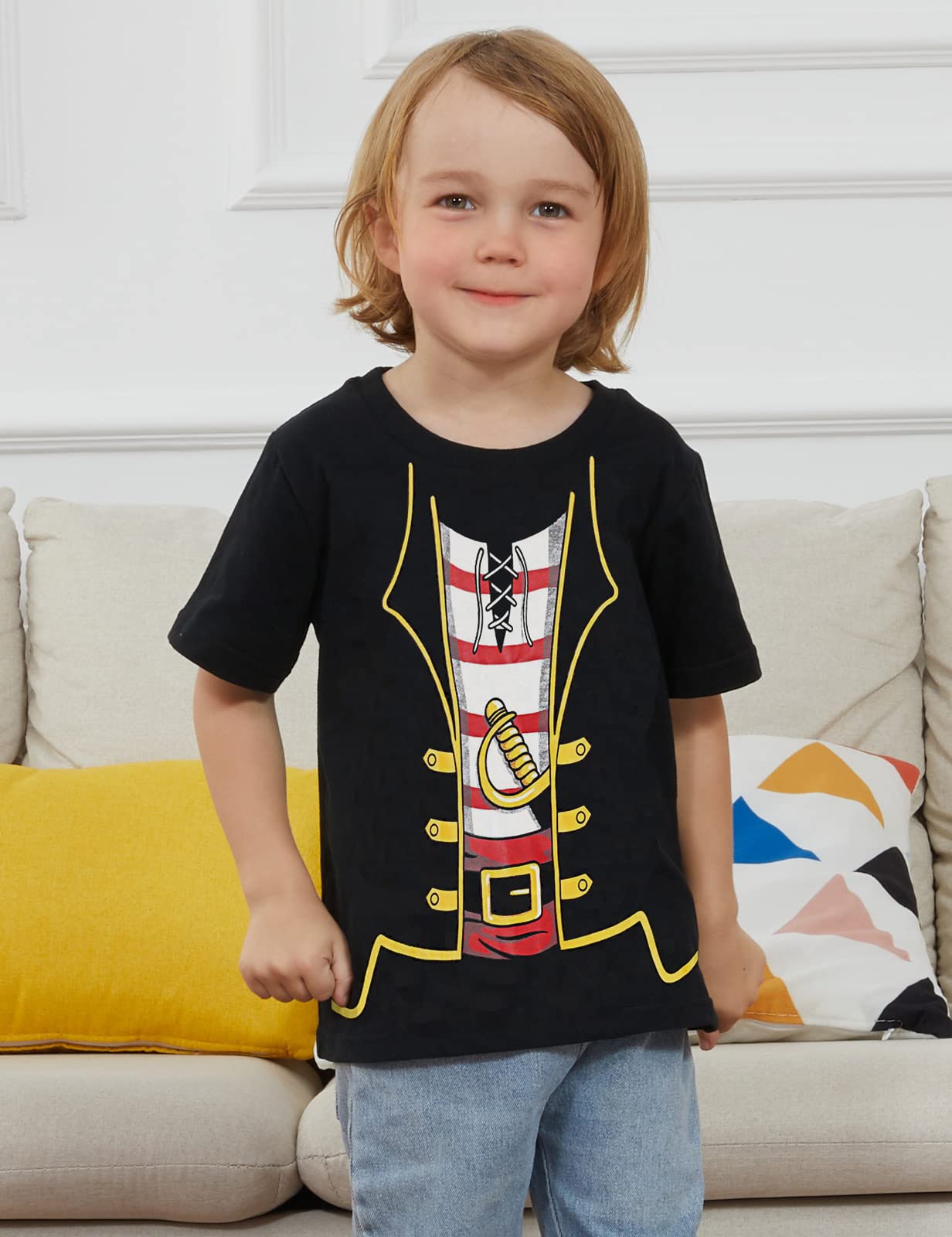 Cosland Boys Pirate Shirt Halloween Costume, Black, Large