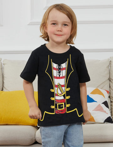 Cosland Boys Pirate Shirt Halloween Costume, Black, Medium