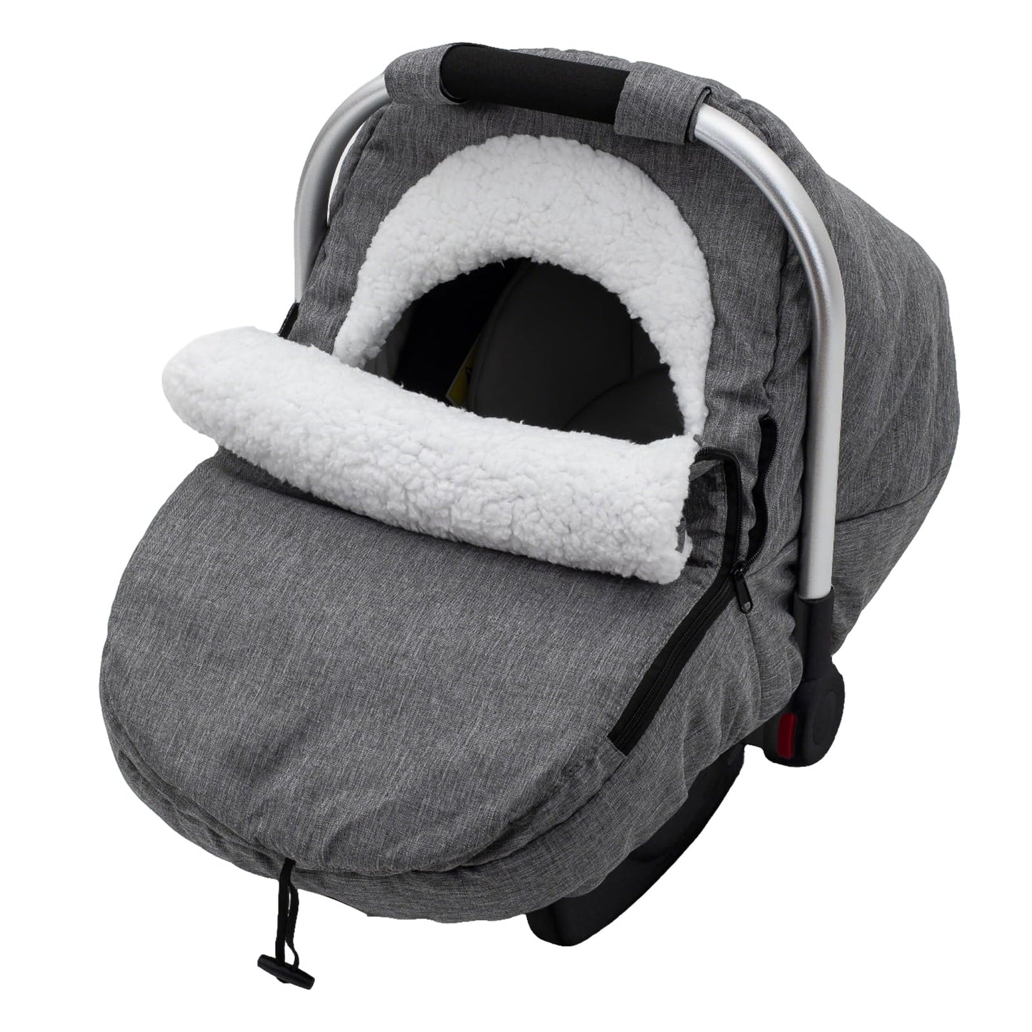 Winter Baby Car Seat Cover, Carseat Cover with Plush Sherpa Fleece Lining, Infant Car Seat Canopy with Peeping Window & Huge Spa