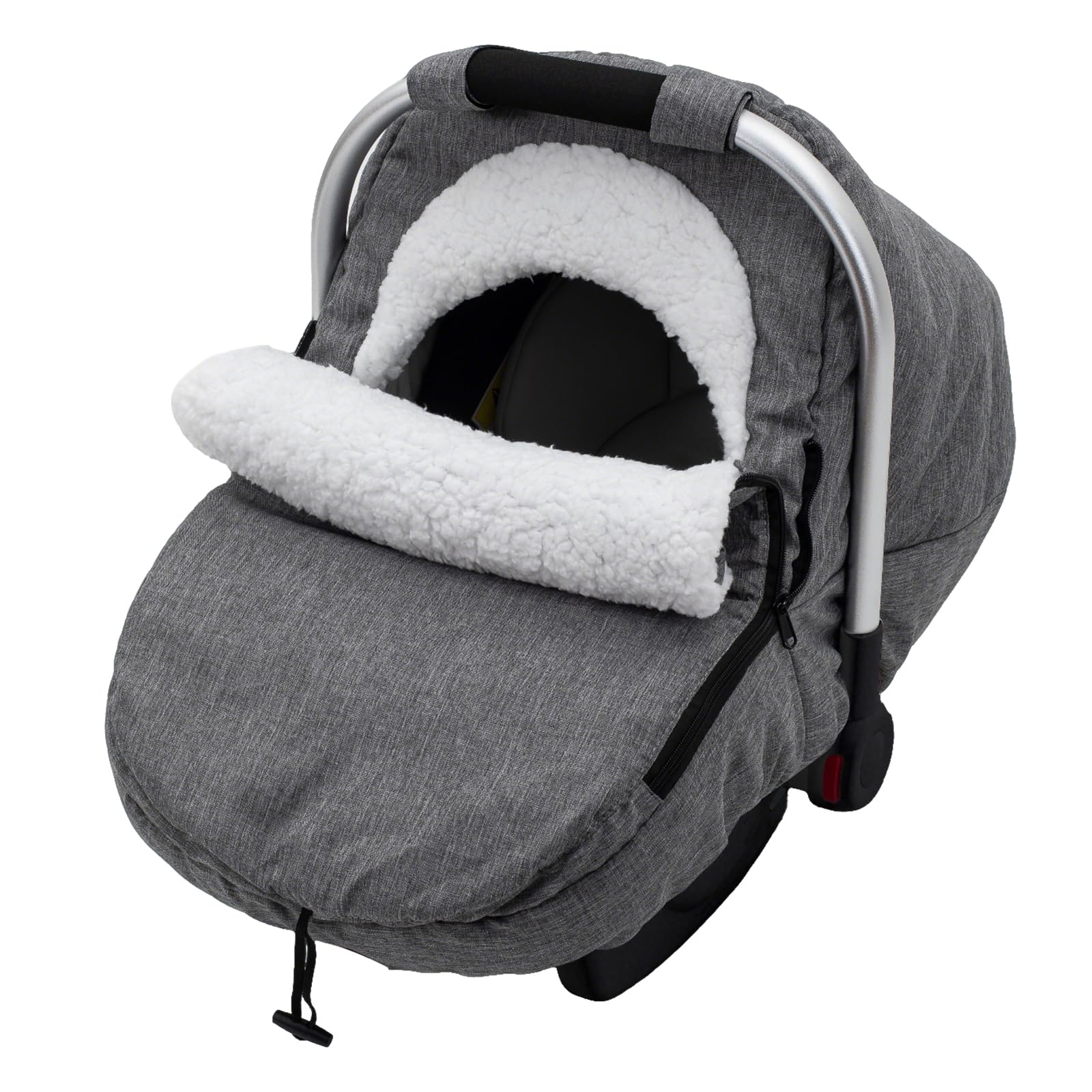 Winter Carseat Cover, Sherpa Fleece Baby Car Seat Cover for Cold Weather, Warm Snug Infant Car Seat Canopy for Boys Girls, Unive