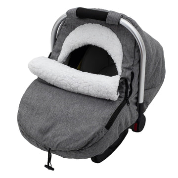 Winter Carseat Cover, Sherpa Fleece Baby Car Seat Cover for Cold Weather, Warm Snug Infant Car Seat Canopy for Boys Girls, Unive