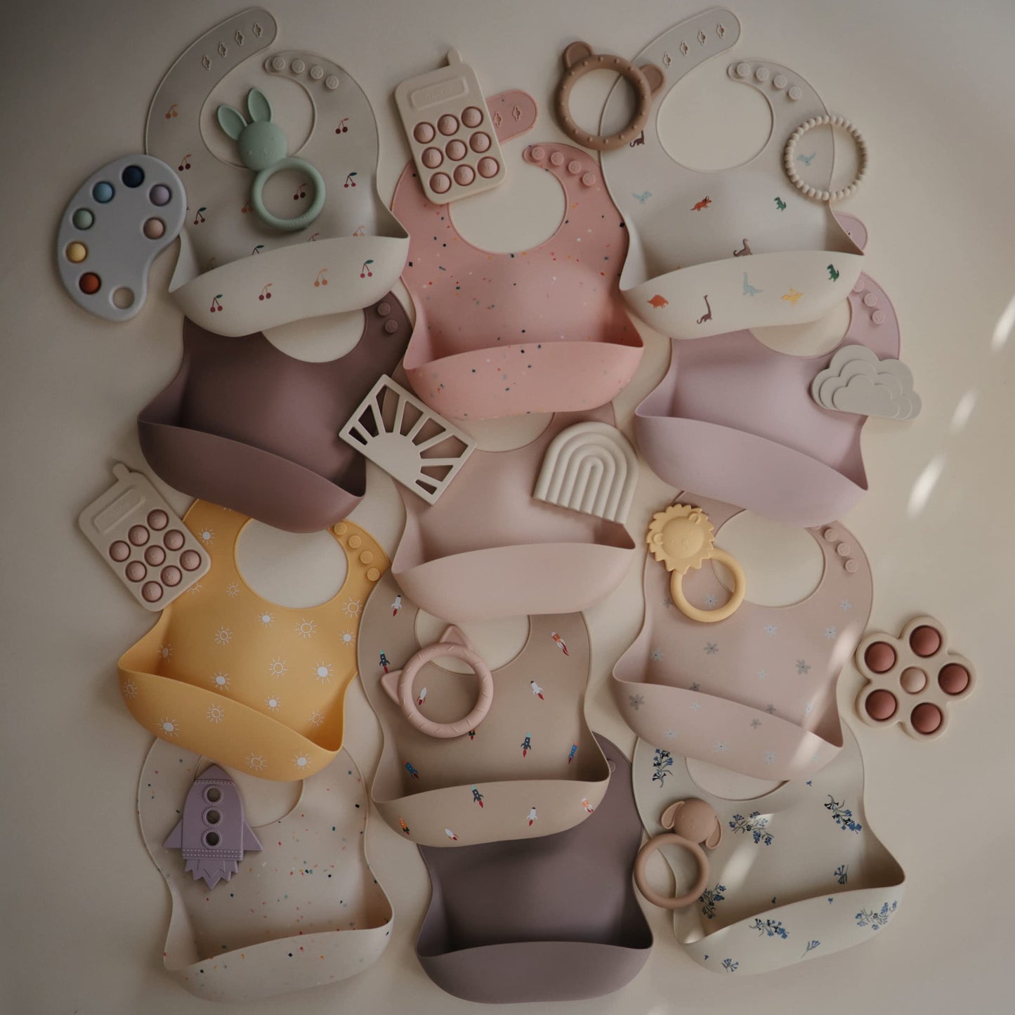 Mushie Silicone Baby Bib | Adjustable Fit Waterproof Bibs (Pale Mauve)