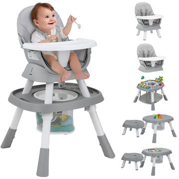 Baby High Chair with Activity Center,10-in-1 Convertible High Chairs for Babies and Toddlers with Baby Toys,Building Block Table