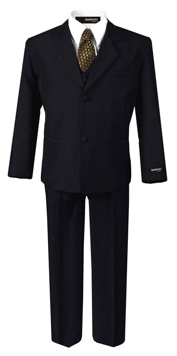 Us Fairytailes G187 Black/Gold Formal Boys Kids Dress Suit From Baby To Teen (X-Large/18-24 Months, Black/Gold)