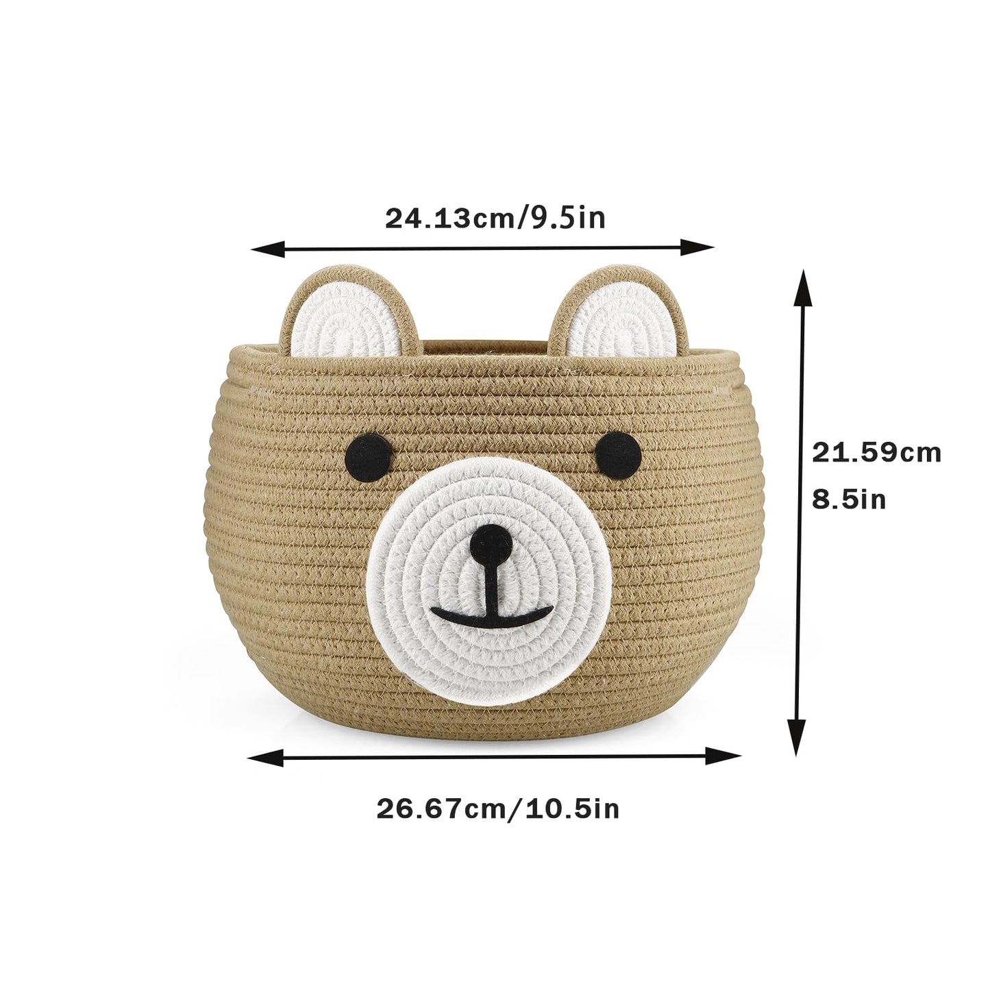 Pandaear Cotton Rope Baby Basket, Baby Gift Basket Nursery Laundry Organizer With Cute Bear Design For Storage Infant Newborn Es
