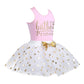 CM C&M WODRO Toddler Kids Baby Girls Birthday Princess Outfits Vest Sleeveless Tank Top Dot Mesh Tutu Skirt 2PCS Summer Skirt Se
