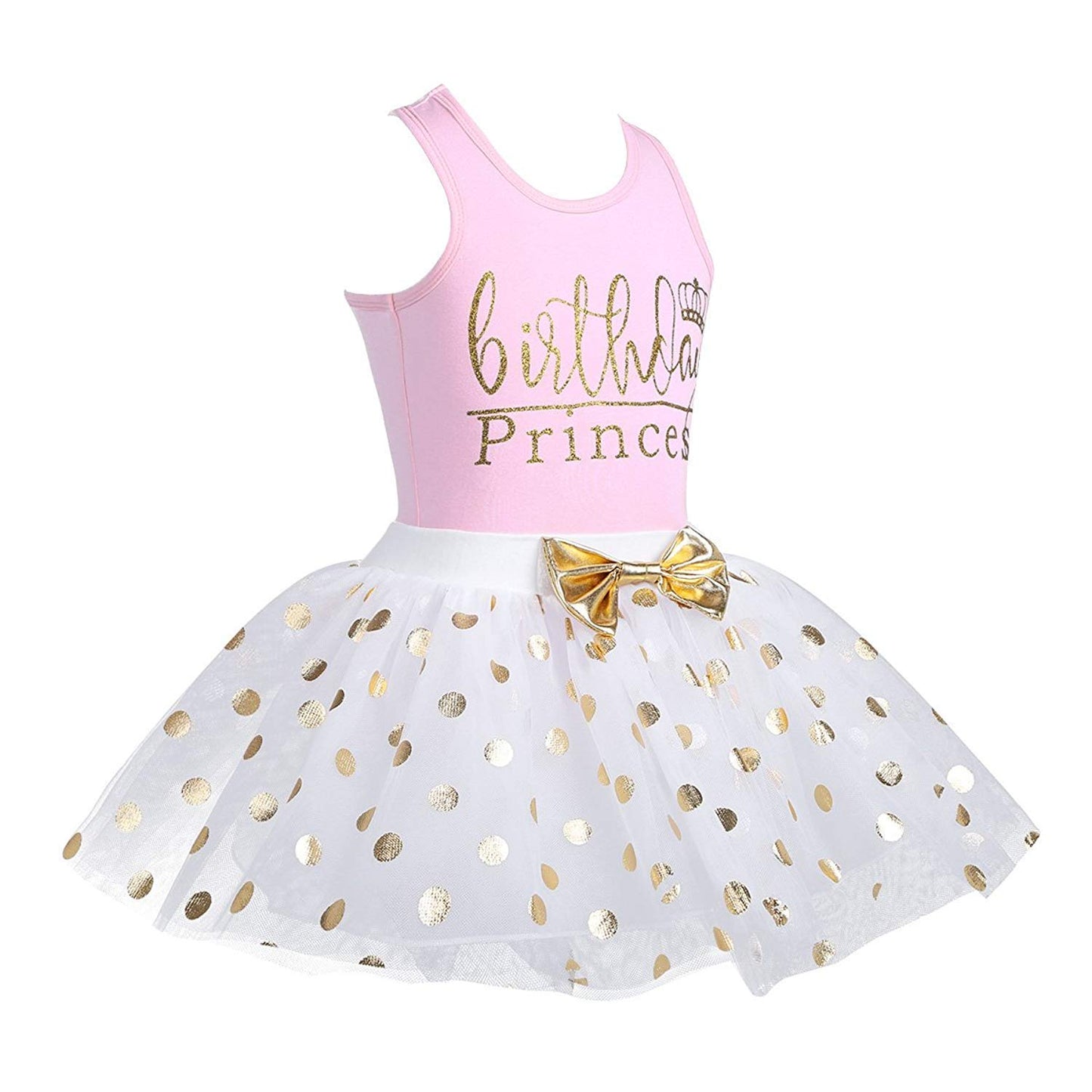 CM C&M WODRO Toddler Kids Baby Girls Birthday Princess Outfits Vest Sleeveless Tank Top Dot Mesh Tutu Skirt 2PCS Summer Skirt Se