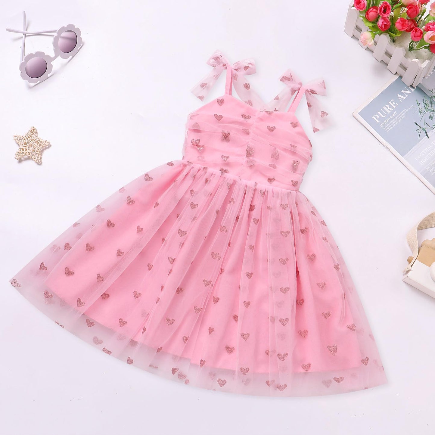 Ibtom Castle Valentine'S Day Dress For Girls Toddler Flower Princess Tutu Tulle Wedding Princess Pageant Prom Formal Special Occ