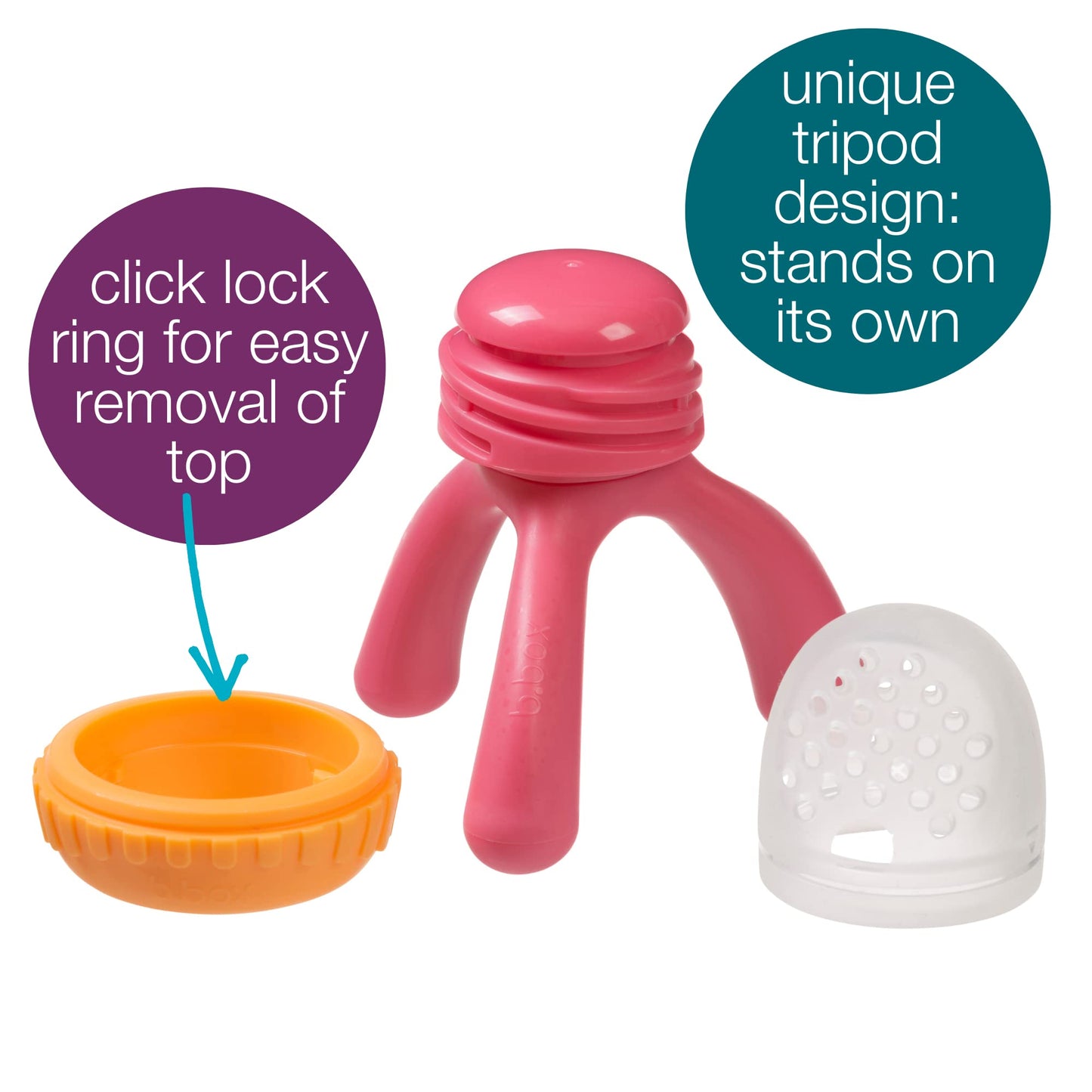 B.Box Silicone Fresh Food Feeder | Ages 4 Months+ | Tripod Design Easy For Baby To Hold | Perfect For Fresh Or Frozen Foods | Ca