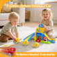 Toddler Toys for 1 Year Old Boy Gifts - Educational Dinosaur Slide Set with 4 Color/Number Push Cars and Playmat, Montessori Lea