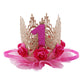 June Bloomy Baby Golden Lace Rose Flower Crown 1st Birthday Headband Princess Tiara (Peach)
