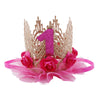 June Bloomy Baby Golden Lace Rose Flower Crown 1st Birthday Headband Princess Tiara (Peach)