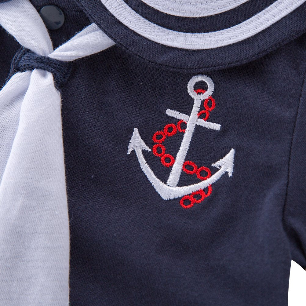 Xm Nyan May'S Baby Toddler Boys Sailor Stripe Romper Marine Navy Romper Onesie Outfit, 3-6 Months