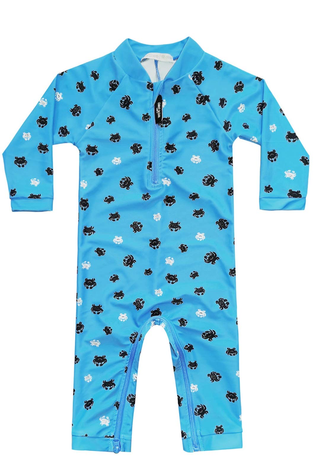 Baby Swimsuit Upf 50+ Protection Toddler Boy Blue Sunsuit Crab Beachwear Rash Guard Easier Diaper Changes 12-18 Months