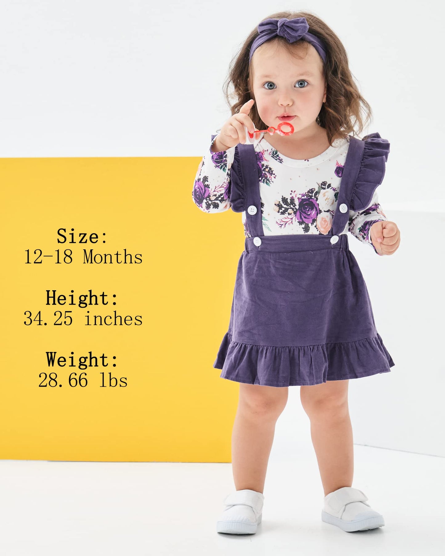 0-6 Months Baby Girl Clothes Toddler Girl Onesies Purple Suspender Skirt Set Long Sleeve Ruffle Romper Infant Jumpsuit Bodysuit