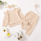 Mioglrie Baby Clothes For Girls 6-12 Month Infant Sweatsuit Fall Winter Outfits Newborn Sweatshirt Fleece Ruffle Long Sleeve Bei