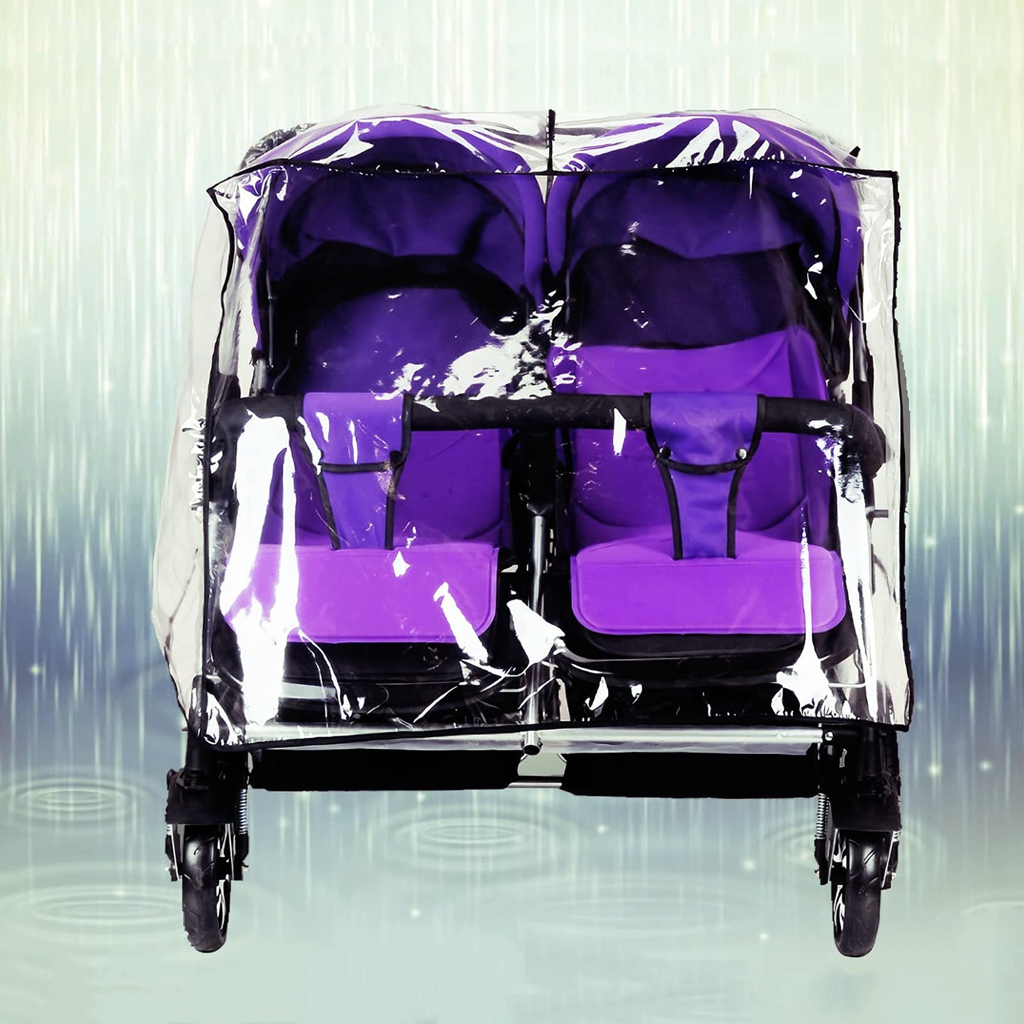 Twins Baby Pushchair Rain Cover Universal Stroller Waterproof Rainy Weather Guard Side By Side Double Carriage Outdoor Wind Dust