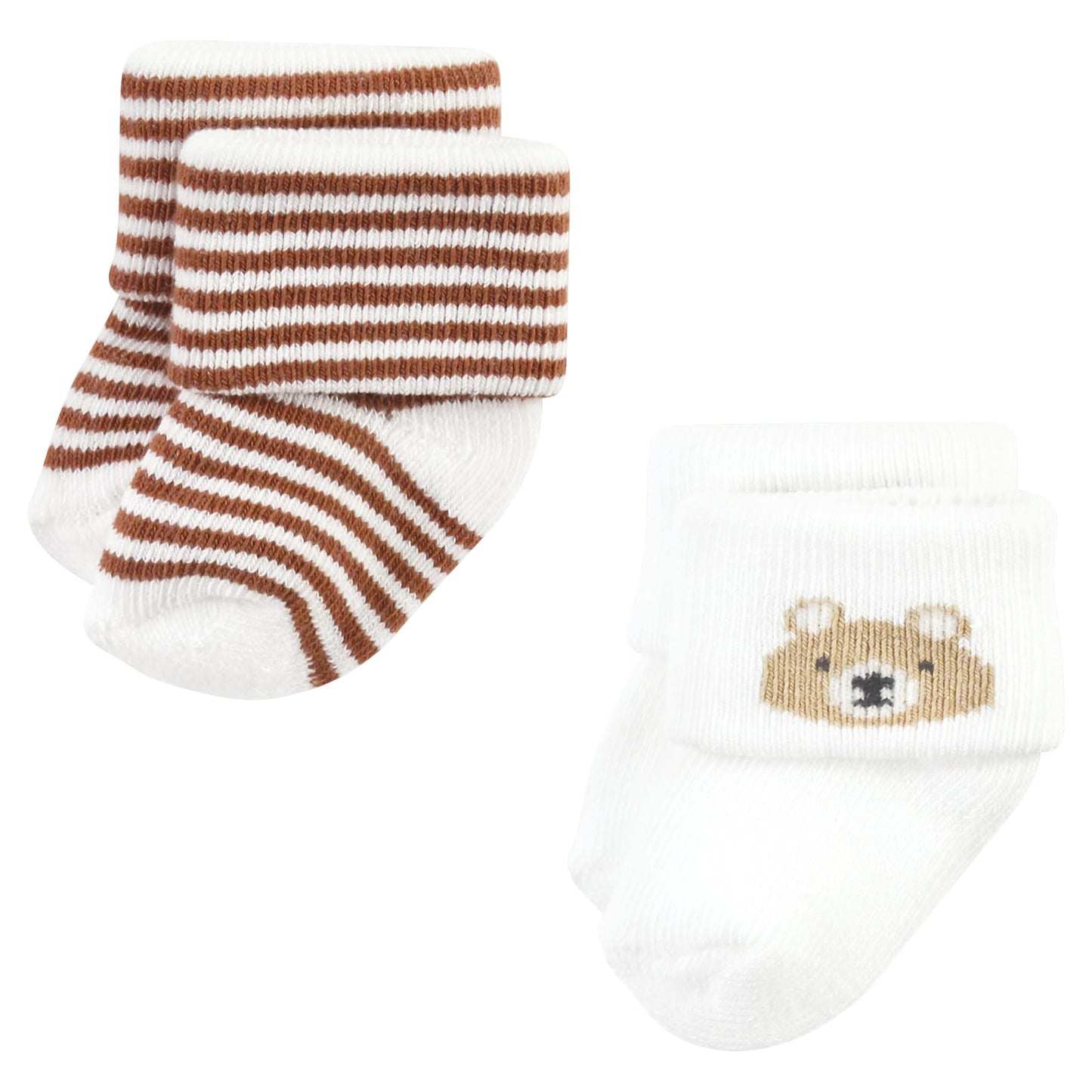 Hudson Baby Unisex Baby Cotton Rich Newborn And Terry Socks, Teddy Bear, 0-6 Months