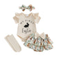 Kuriozud My First Easter Outfit Baby Girl Bunny Romper Onesie Bodysuit +Ruffle Tutu Shorts Bloomer 1st Easter Clothes (Beige My 