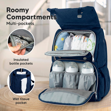 Keababies Baby Diaper Bag Backpack - Large Baby Bag For Boys, Girls, Waterproof Baby Backpack,Diaper Bags For Baby Girl, Baby Bo