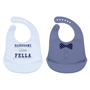 Little Treasure Unisex Baby Silicone Bibs, Handsome Fella, One Size