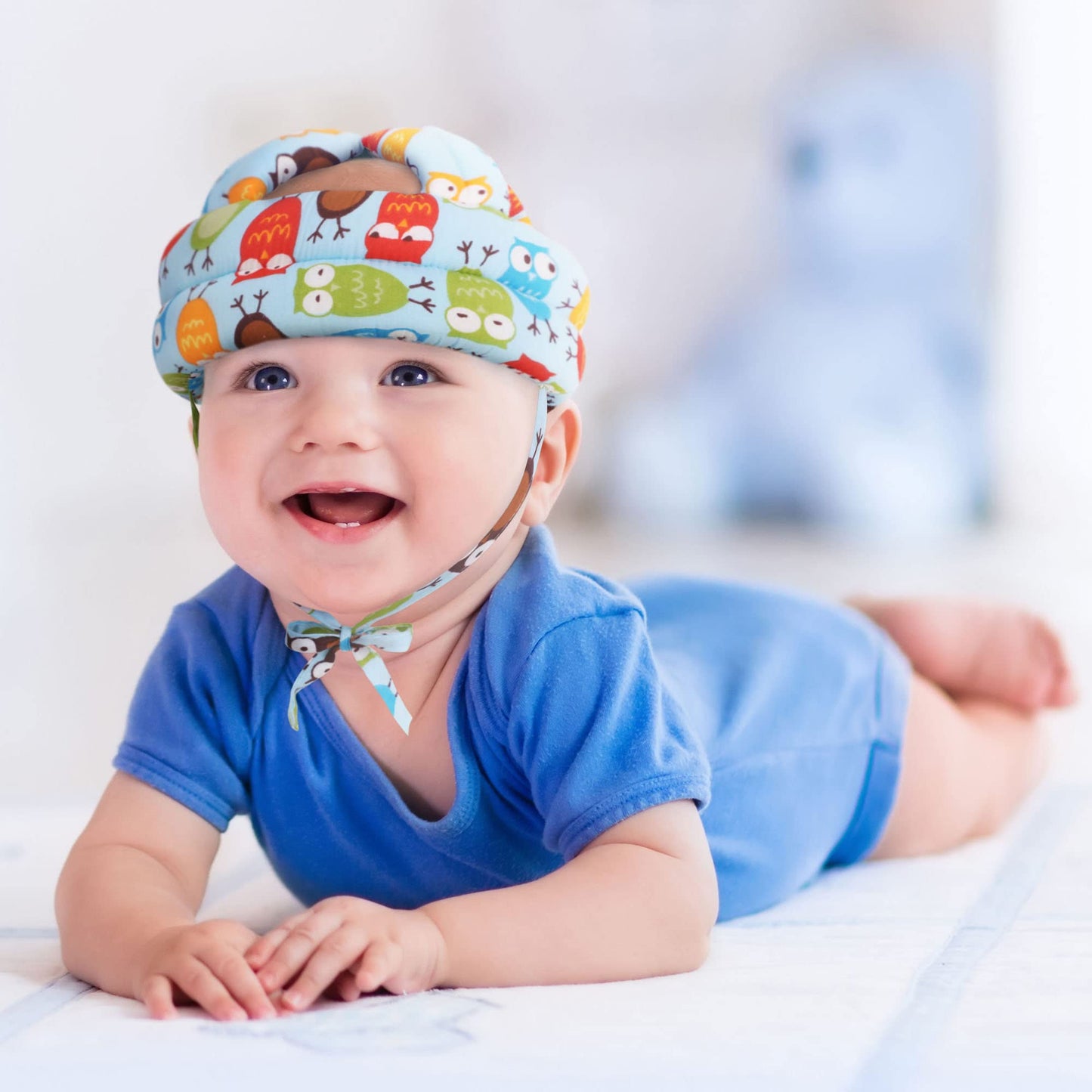 Simplicity Baby Safety Helmet Toddler Head Protection Cap Adjustable, Blue Owl