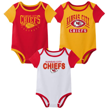 Outerstuff Nfl Newborn Baby And Infant Short Sleeve Bodysuit Variety 3-Pack - Kansas City Chiefs, 3-6M