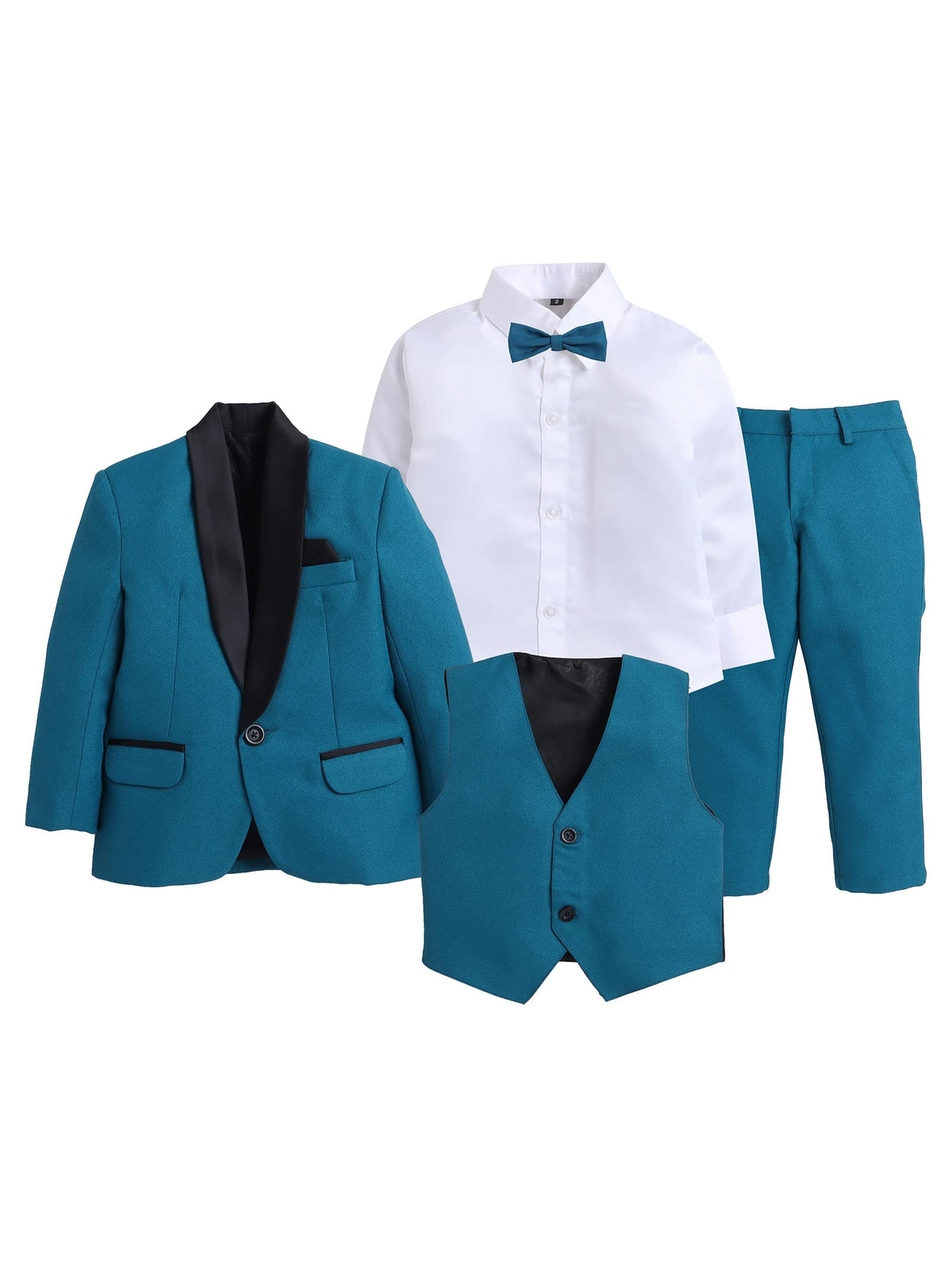 Jeetethnics Boys Blue Coat Suit Set With Waistcoat Shirt And Trousers (9103Bh)