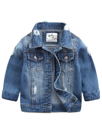 Abolai Baby Boys' Basic Denim Jacket Button Down Jeans Jacket Top Style2 Lightblue 110