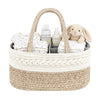 Danhh Diaper Caddy Organizer, Cotton Rope Baby Basket for Nursery and Changing Table, Portable Diaper Caddy with Removable Divid
