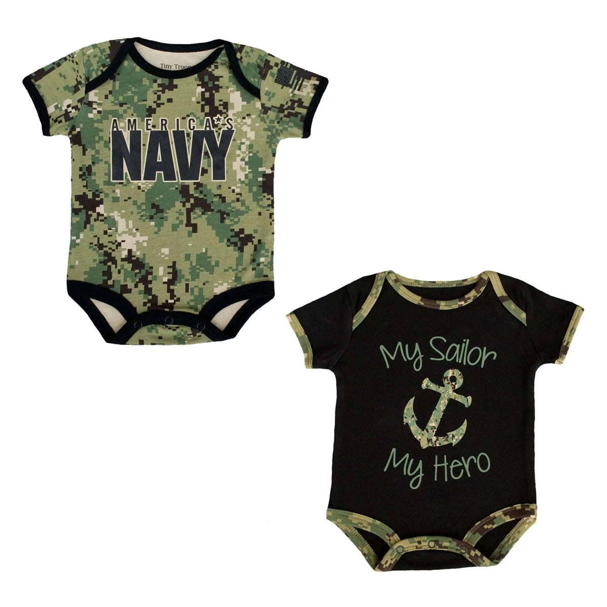 Trooper Navy 2 Pk Bodysuits Nwu Iii, Multicolor, 03 Months