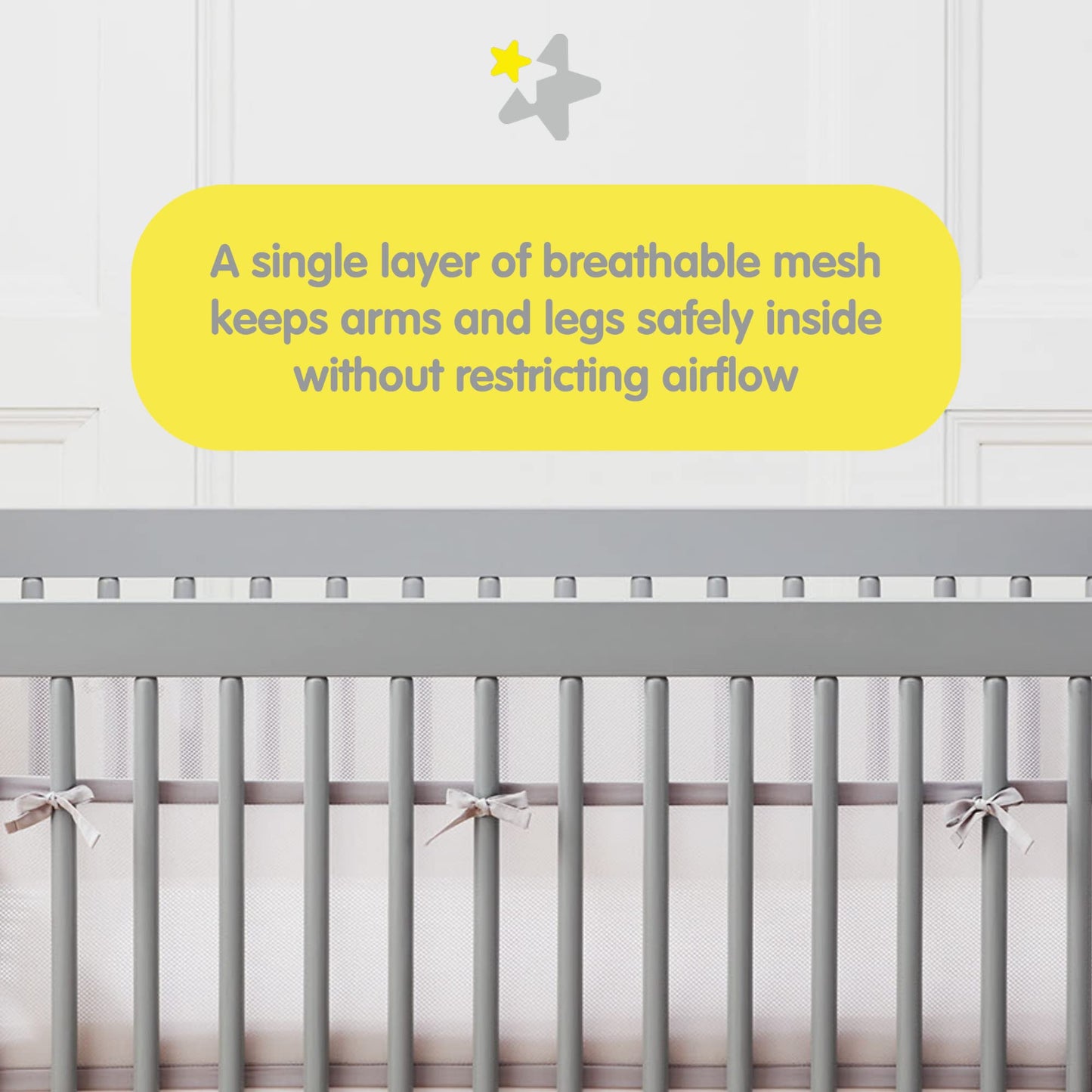 Breathablebaby Breathable Mesh Liner For Full-Size Cribs, Classic 3Mm Mesh, Best Friends (Size 4Fs Covers 3 Or 4 Sides)