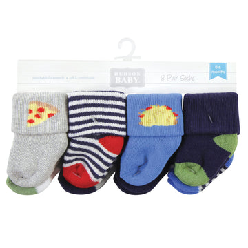 Hudson Baby Unisex Baby Cotton Rich Newborn And Terry Socks, Snacks, 0-6 Months