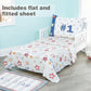 Everyday Kids 4 Piece Toddler Bedding Set - Jungle Sports - Soft 100% Cotton Percale - Includes Comforter, Flat Sheet, Fitted Sh