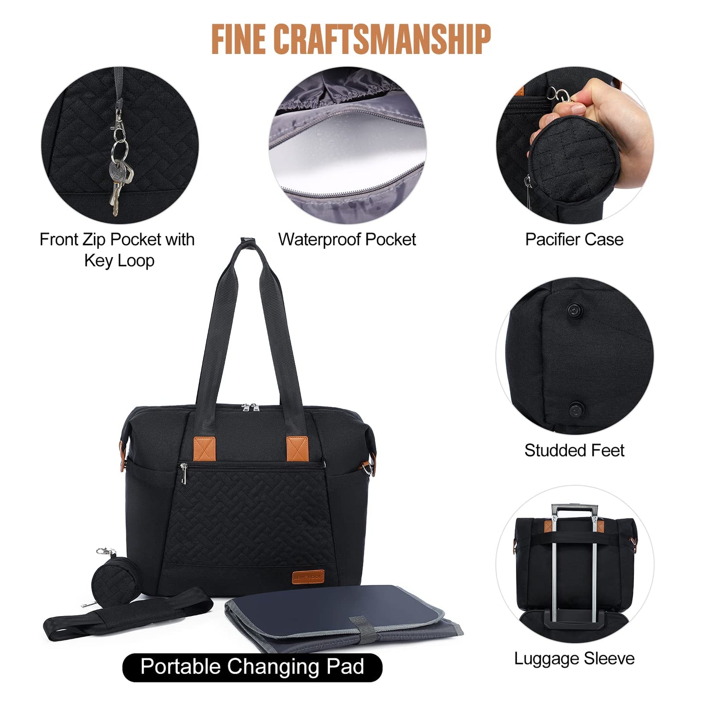 Lovevook Baby Diaper Bag, Multifunction Baby Bags With Changing Pad & Insulated Pockets, Waterproof Design And Stylish, Perfect