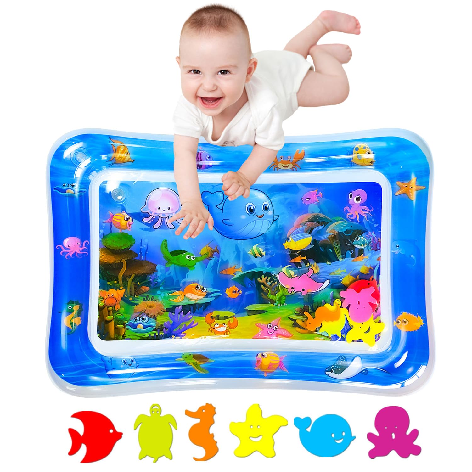Zhuynxir Water Mat Infant Toys, Water Mat Baby, Inflatable Play Mat Water Cushion Baby Toys, Fun Early Development Activity Play