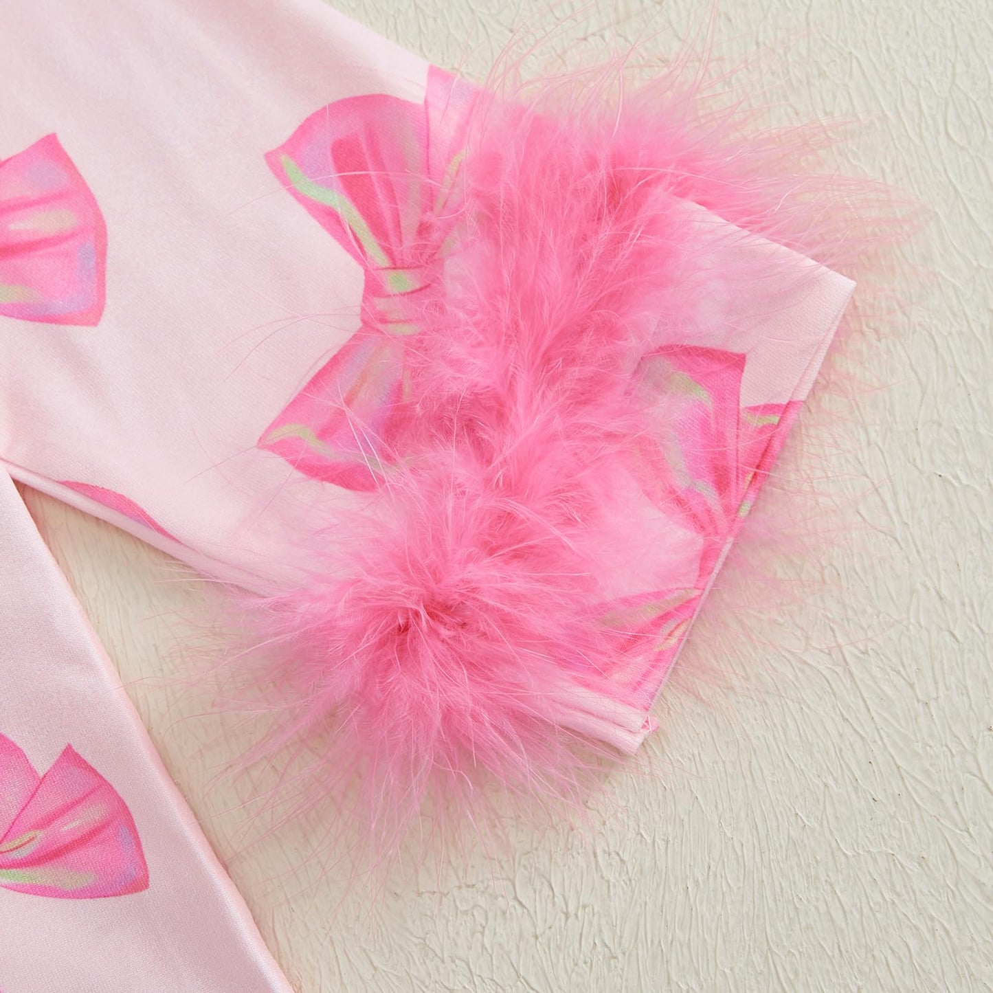 Kavousa Toddler Baby Girl Valentines Day Pajamas Heart&Bow Print Button Down Shirt + Pants Little Kids Girls Silk Pajama Set (Fe