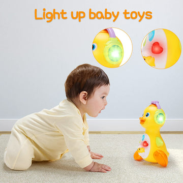 Baby Musical Duck Toy Dancing Crawling Tummy Time, Light Up Infant Toys 0-3-6 6-12 12-18 Months Easter Gifts for 1 2 Year Old Bo